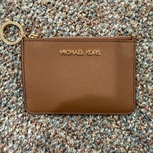 Michael Kors Tan Pouch with Gold Accents